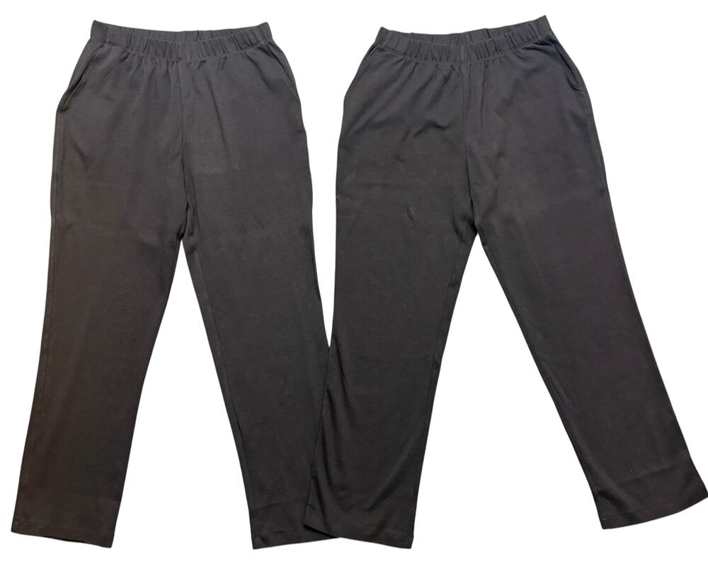Lands End Pants Black Sport Knit Straight Leg Pull On Pants (2) Women’s Size M